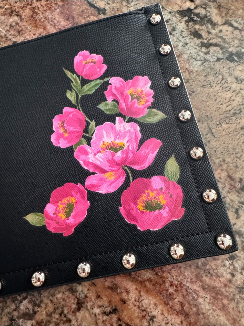 White House Black Market Floral Studded Wristlet Clutch - Pink Flower - Picture 8 of 8